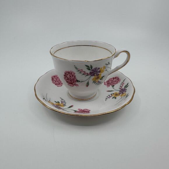 Colclough Bone China Hand Painted Floral Teacup & Saucer 2 Pieces Set Serveware - Picture 1 of 10